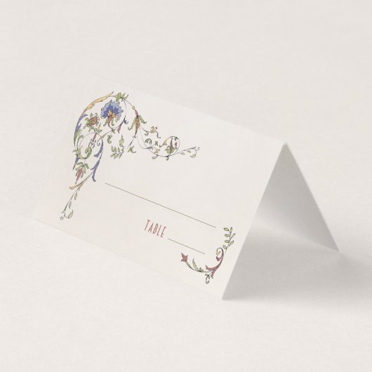 ボタニッビクトリアンク結婚のテーブルテントカード (正面)