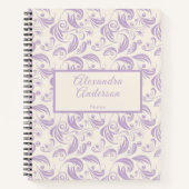 ボタニッフェミニント紫の離れパターン文字 ノートブック (正面)