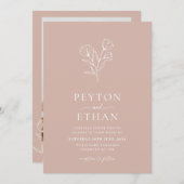 ボタニッミニマルクピンク結婚式招待状ペイトン 招待状 (正面/裏面)