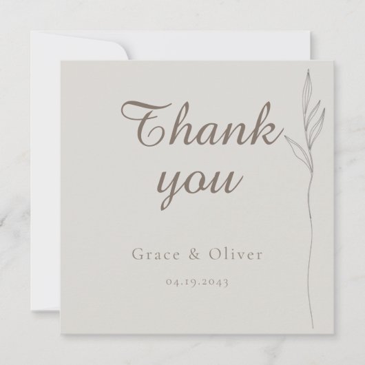 ボタニッミニマルク・ライン・ア結婚ートズ・サンキューカード (正面)