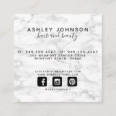 ボタニッモダンクと白の大理石 スクエア名刺 (裏面)