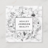 ボタニッモダンクと白の大理石 スクエア名刺 (正面)