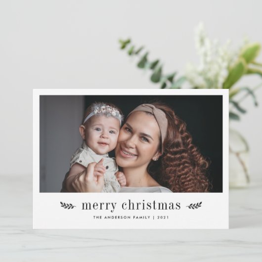 ボタニッモダンクのブラックプレイドメリークリスマスフォト シーズンカード (スタンド正面)