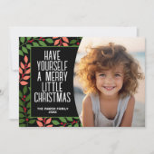 ボタニッモダンクのメリークリスマス写真コーラルブラック シーズンカード (正面)