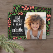 ボタニッモダンクのメリークリスマス写真コーラルブラック シーズンカード