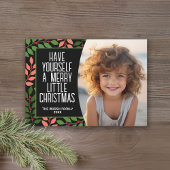 ボタニッモダンクのメリークリスマス写真コーラルブラック シーズンカード