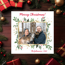 ボタニッモダンクの緑のフォトホリデーカード シーズンカード