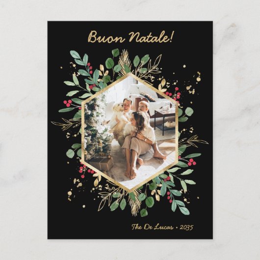 ボタニッモダンクの緑の写真ブオンナターレ シーズンポストカード (正面)