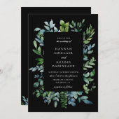ボタニッモダンクの緑の黒結婚色 招待状 (正面/裏面)