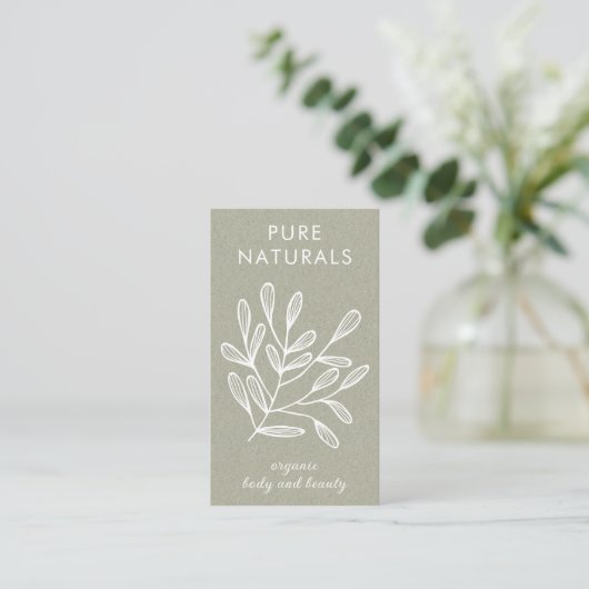 ボタニッモダンクの葉シンプルモダンの緑の自然 名刺 (スタンド正面)