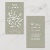 ボタニッモダンクの葉シンプルモダンの緑の自然 名刺 (正面/裏面)