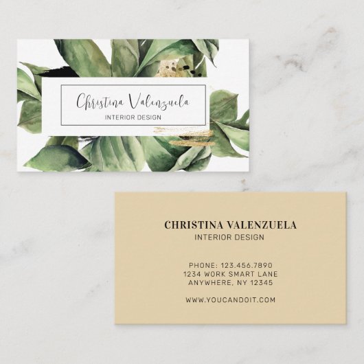 ボタニッモダンクウォーターカラーグリーンプロフェッショナル 名刺 (正面/裏面)