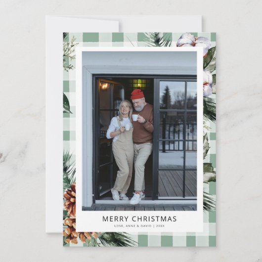 ボタニッモダンクグリーンプライド写真クリスマスカード シーズンカード (正面)