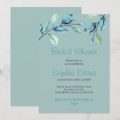 ボタニッモダンクグリーン葉ブライダルシャワー 招待状 (正面/裏面)