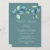 ボタニッモダンクグリーン葉ブライダルシャワー 招待状 (正面/裏面)