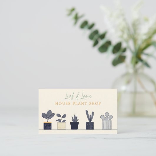 ボタニッモダンクハウスプラントショップおもしろいシンプル 名刺 (スタンド正面)