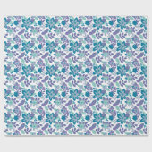 ボタニッモダンクパープルティール（緑がかった色）クリスマス ラッピングペーパー (フラット)