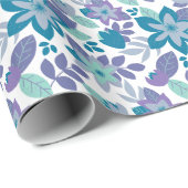 ボタニッモダンクパープルティール（緑がかった色）クリスマス ラッピングペーパー (ロールコーナー)