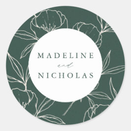 ボタニッモダンクフローラダークグリーン&クリームズ結婚 ラウンドシール