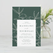 ボタニッモダンクフローラダークグリーン&クリームズ結婚 招待状 (スタンド正面)