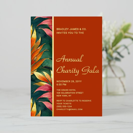 ボタニッモダンクフローラチャリティーイベントガラパーティー 箔招待状 (立ち正面)