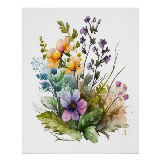 ボタニッモダンク植物葉キャンバスのウォールアート ポスター (正面)