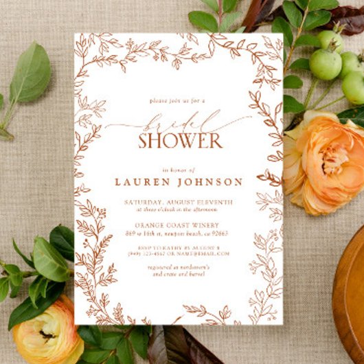 ボタニッモダンク秋テラコッタブライダルシャワー 招待状