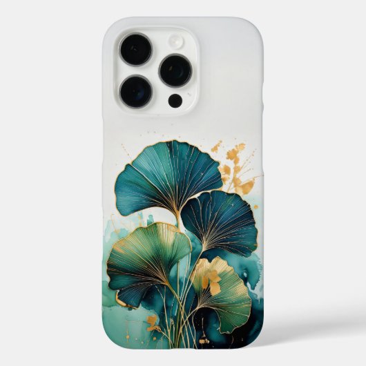 ボタニッモダンク銀杏離れ深いティール（緑がかった色） Case-Mate iPhoneケース (裏面)