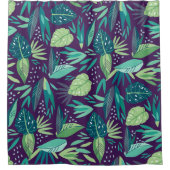 ボタニッモダンク・グリーン・リーフ・シームレスパターン シャワーカーテン (正面)