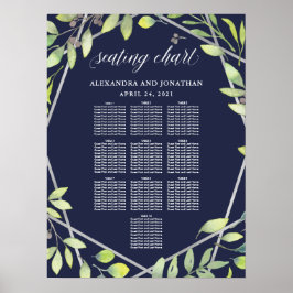 ボタニッモダンク・シルバーの結婚シーティングチャート ポスター