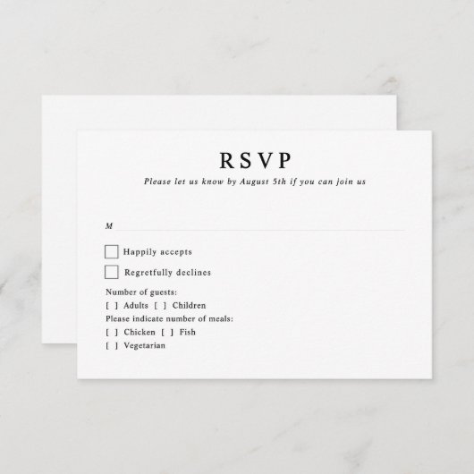 ボタニッモダンク・モノグラム・イニシャル結婚ズ 出欠カード (正面/裏面)