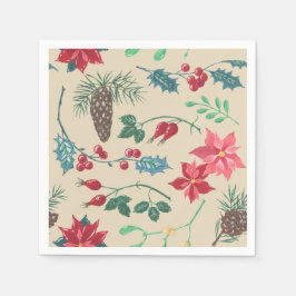 ボタニッ伝統的クのクリスマス（ベージュ） スタンダードカクテルナプキン