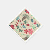 ボタニッ伝統的クのクリスマス（ベージュ） スタンダードカクテルナプキン (角)