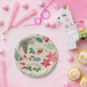 ボタニッ伝統的クのクリスマス(ベージュ) ペーパープレート (パーティー)