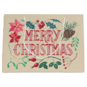 ボタニッ伝統的クのクリスマス(ベージュ) ラージペーパーバッグ (正面)