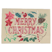 ボタニッ伝統的クのクリスマス(ベージュ) ラージペーパーバッグ (裏面)