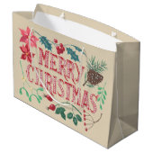 ボタニッ伝統的クのクリスマス(ベージュ) ラージペーパーバッグ (裏面アングル)