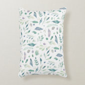 ボタニッ伝統的クの葉柄の青が白に アクセントクッション (正面(垂直))