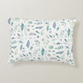 ボタニッ伝統的クの葉柄の青が白に アクセントクッション (裏面)