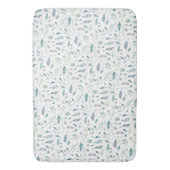 ボタニッ伝統的クの葉柄の青が白に バスマット (正面縦)