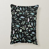 ボタニッ伝統的クの葉柄の青が黒に アクセントクッション (裏面(縦))