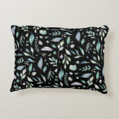 ボタニッ伝統的クの葉柄の青が黒に アクセントクッション (裏面)