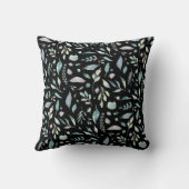 ボタニッ伝統的クの葉柄の青が黒に クッション (裏面)