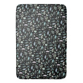 ボタニッ伝統的クの葉柄の青が黒に バスマット (正面縦)