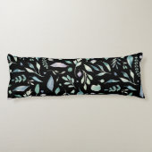 ボタニッ伝統的クの葉柄の青が黒に ボディピロー (裏面)