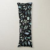 ボタニッ伝統的クの葉柄の青が黒に ボディピロー (正面縦)