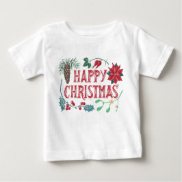 ボタニッ伝統的ク・クリスマス（白） ベビーTシャツ