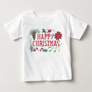 ボタニッ伝統的ク・クリスマス(白) ベビーTシャツ