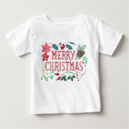 ボタニッ伝統的ク・クリスマス（白） ベビーTシャツ