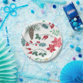 ボタニッ伝統的ク・クリスマス（白） ペーパープレート (パーティー)